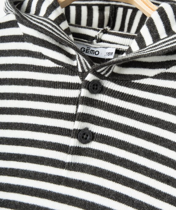 Pull bébé garçon en maille rayée à capuche vue2 - GEMO(BEBE DEBT) - GEMO