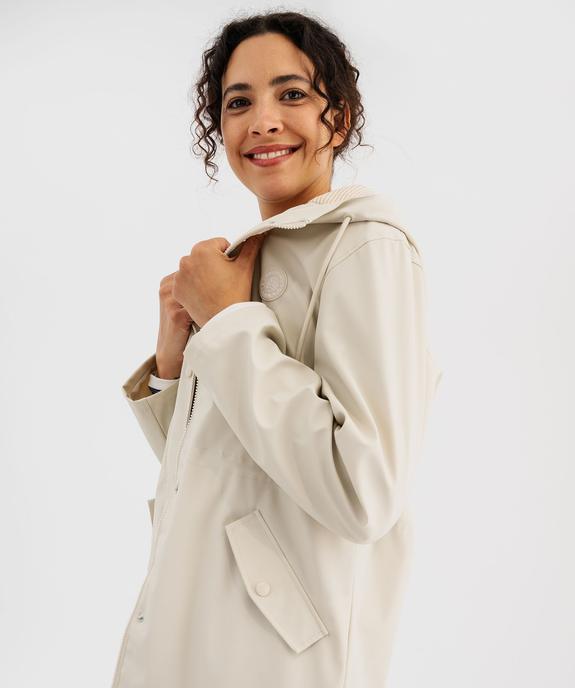 Imperméable déperlant à capuche rayée femme - LuluCastagnette vue4 - LULUCASTAGNETTE - GEMO
