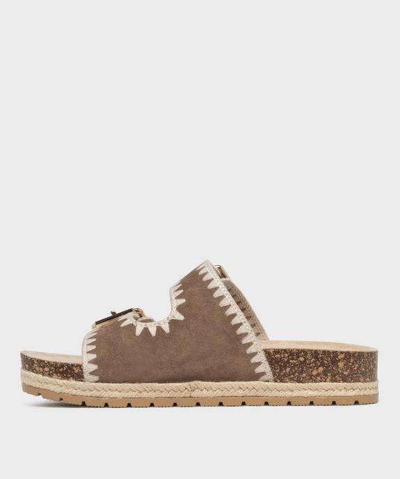 Mules à semelle plateforme et larges brides brodées femme - 5 Miles vue3 - 5 MILES - GEMO