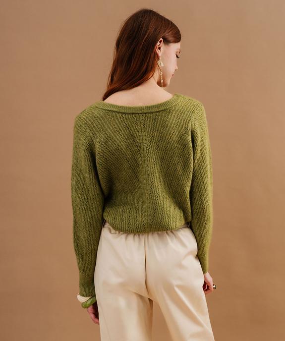 Gilet en maille ajourée à col V femme vue5 - GEMO(FEMME PAP) - GEMO