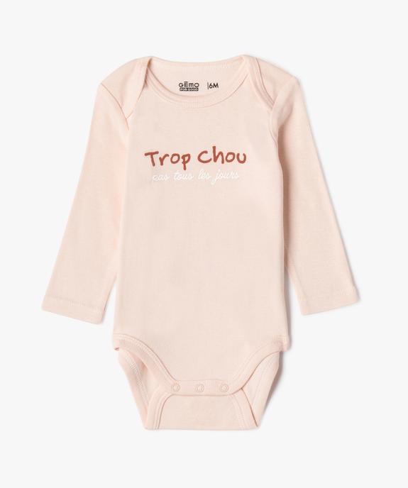 Body manches longues en coton à messages bébé (lot de 3) vue5 - GEMO 4G BEBE - GEMO