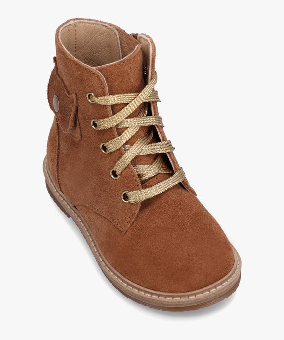 Boots bébé fille en cuir retourné uni à lacets et zip – NA!  vue5 - NA! - GEMO