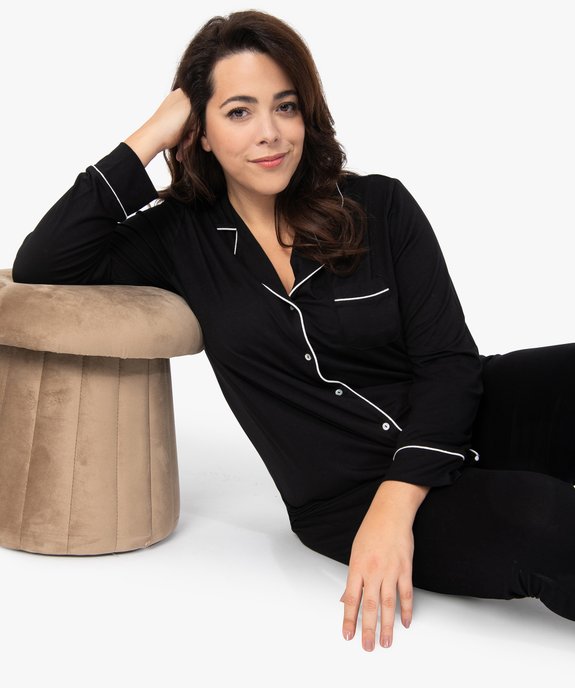 Pyjama femme grande taille deux pièces : chemise et pantalon vue1 - GEMO 4G FEMME - GEMO