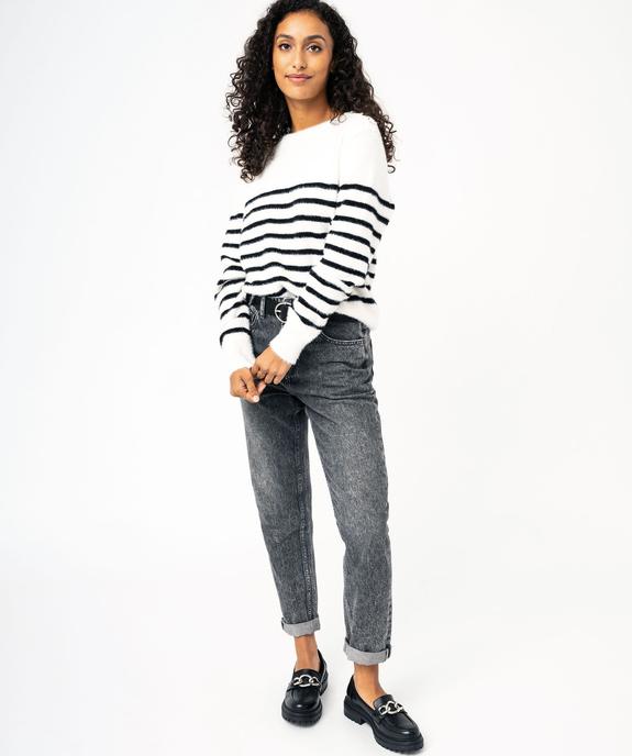 Pull rayé en maille duveteuse femme vue5 - GEMO(FEMME PAP) - GEMO