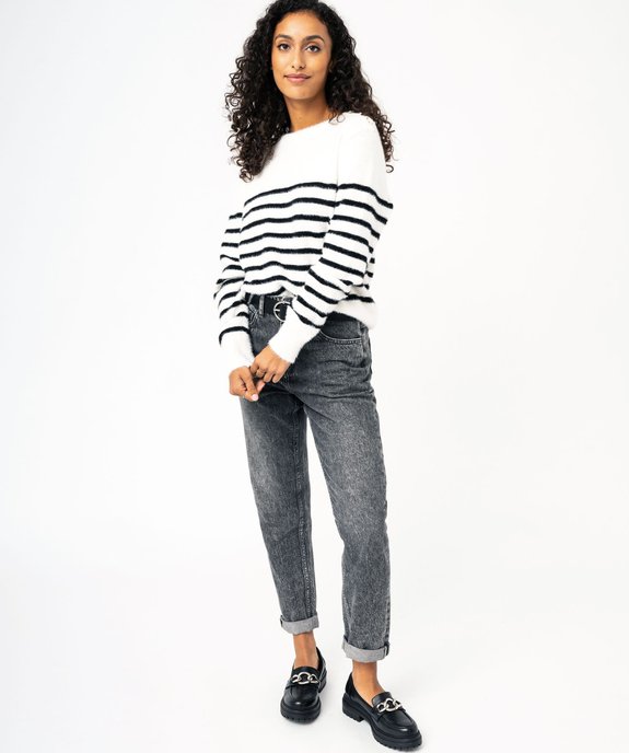 Pull rayé en maille duveteuse femme vue5 - GEMO(FEMME PAP) - GEMO
