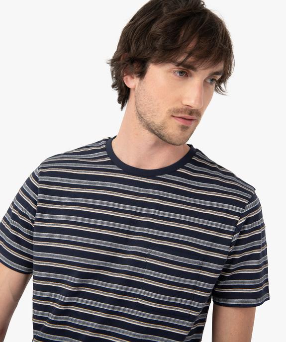 Tee-shirt homme à manches courtes et rayures multicolores vue2 - GEMO (HOMME) - GEMO