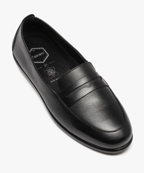 Mocassins femme à talon plat dessus cuir uni – Tanéo vue5 - TANEO - GEMO