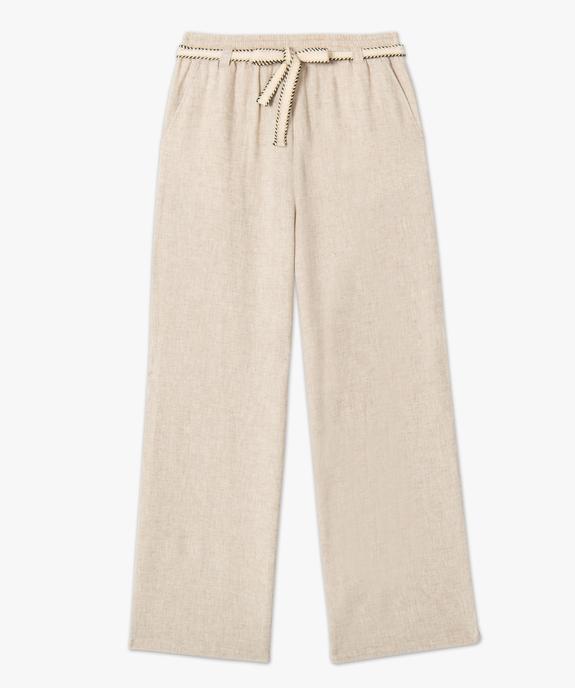 Pantalon femme contenant du lin avec ceinture à nouer vue4 - GEMO(FEMME PAP) - GEMO