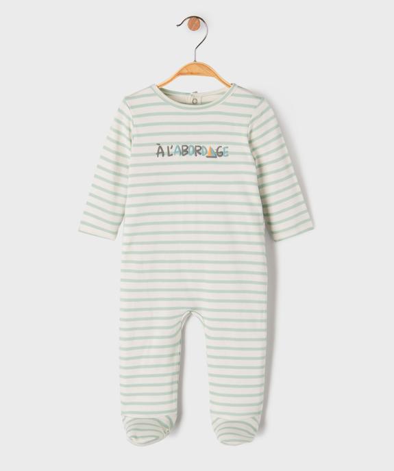 Pyjama dors bien en coton rayé bébé vue1 - GEMO 4G BEBE - GEMO
