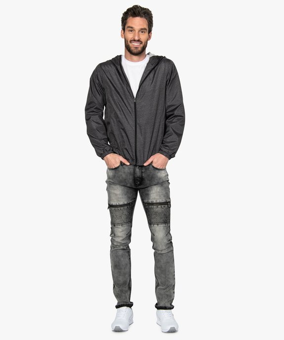 Blouson homme coupe-vent à capuche doublé jersey vue5 - GEMO (HOMME) - GEMO