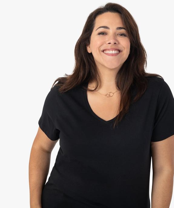 Tee-shirt femme grande taille à col V et manches courtes vue2 - GEMO (G TAILLE) - GEMO