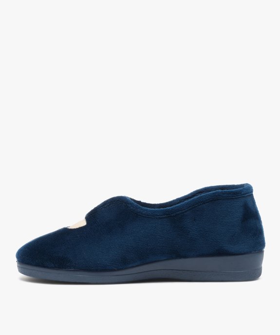 Chaussons femme pantoufles en velours uni à semelle compensée vue3 - GEMO(HOMWR FEM) - GEMO
