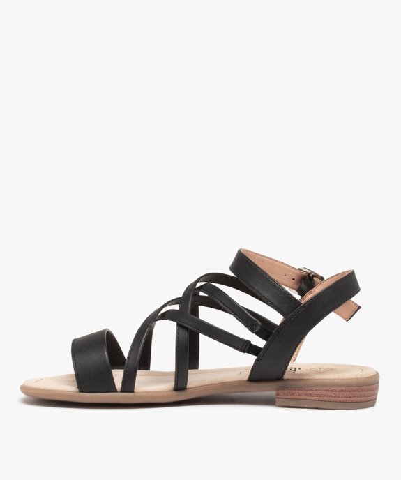 Nu-pieds femme à talon plat et fines brides unies Coupe spéciale pied large vue3 - GEMO (CASUAL) - GEMO
