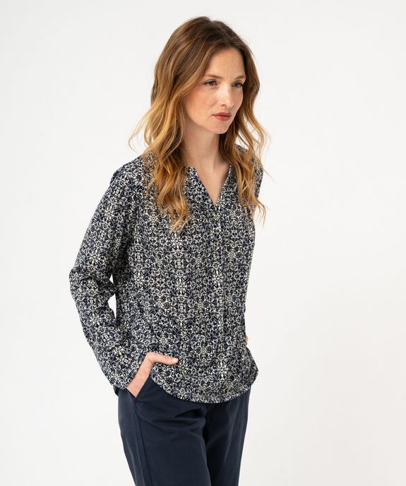 Tee-shirt à manches longues imprimé avec col boutonné femme vue5 - GEMO 4G FEMME - GEMO