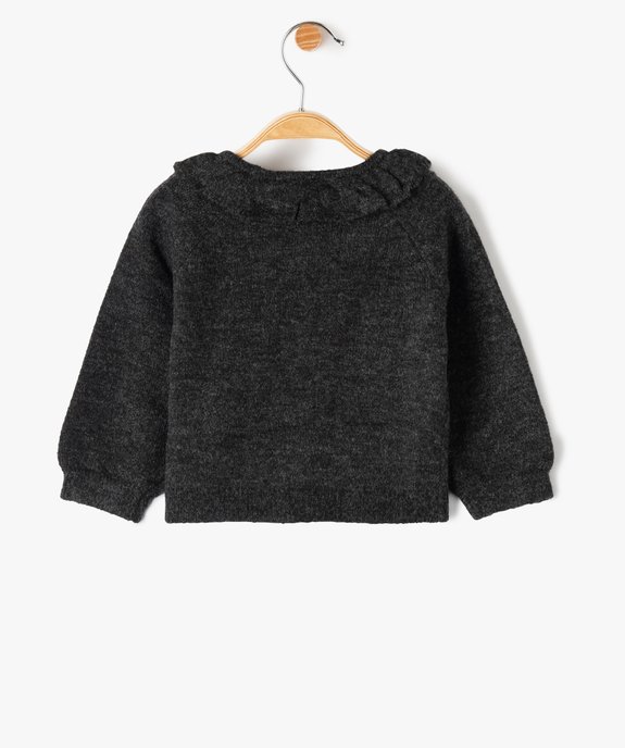 Gilet bébé fille à grand col volanté vue3 - GEMO(BEBE DEBT) - GEMO
