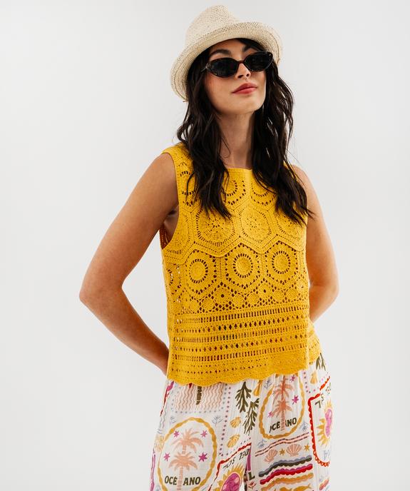 Pull sans manches en maille ajourée femme vue1 - GEMO(FEMME PAP) - GEMO