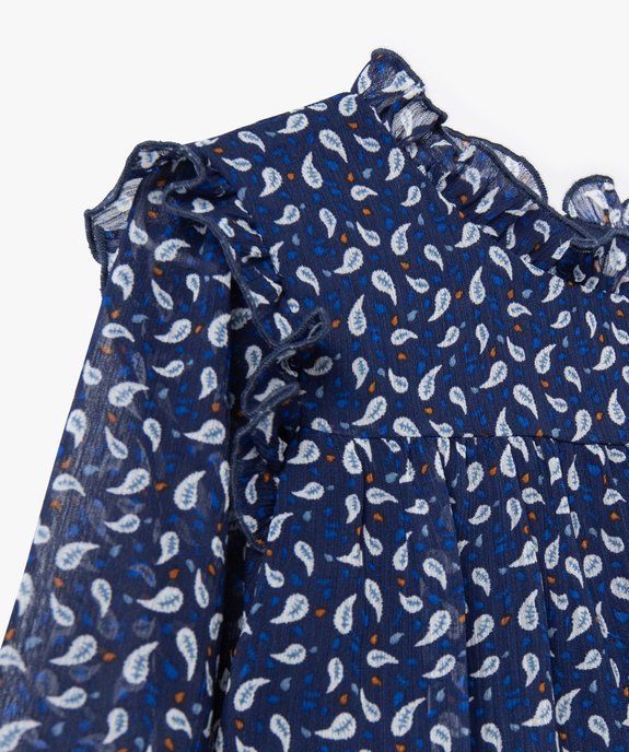 Blouse fille  en voile imprimé à manches longues et volants vue2 - GEMO (ENFANT) - GEMO