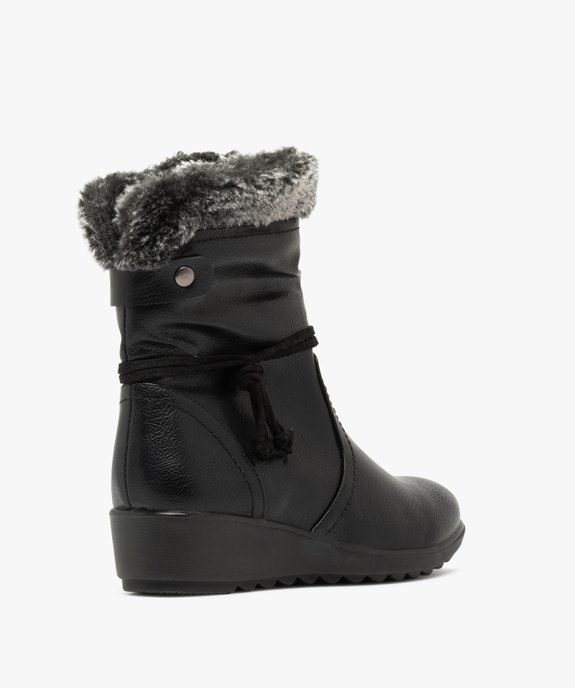 Boots femme fourrées confort à talon compensé et col duveteux vue4 - G'FLEX - GEMO