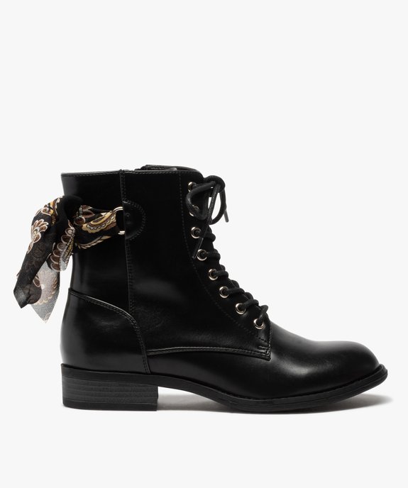 Boots femme à talon plat unis avec ruban fantaisie vue1 - GEMO (CASUAL) - GEMO