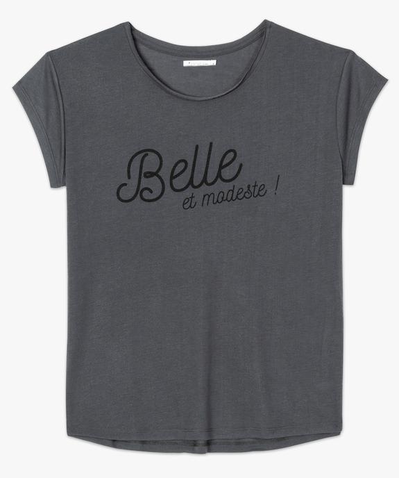 Tee-shirt femme loose à manches courtes avec inscription vue4 - FOLLOW ME - GEMO