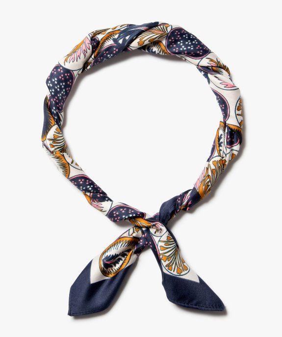 Foulard femme carré petit format en satin imprimé vue1 - GEMO 4G FEMME - GEMO