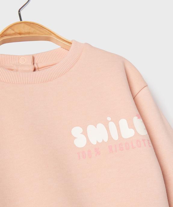 Sweat molletonné avec motifs bébé fille vue2 - GEMO 4G BEBE - GEMO