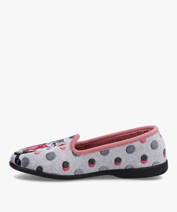 Chaussons femme en velours ras imprimés chat vue3 - GEMO(HOMWR FEM) - GEMO