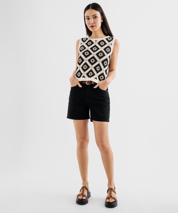 Débardeur en maille ajourée façon macramé femme vue4 - GEMO(FEMME PAP) - GEMO