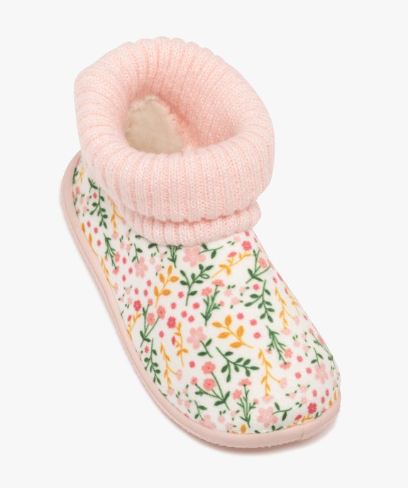 Chaussons bébé fille boots à col chaussette motif fleuri vue5 - GEMO 4G BEBE - GEMO