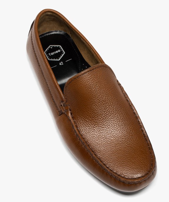 Mocassins homme en cuir grainé uni - Taneo vue5 - TANEO - GEMO