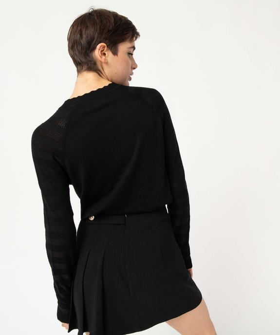 Pull femme en maille fine avec manches fantaisie vue3 - GEMO(FEMME PAP) - GEMO