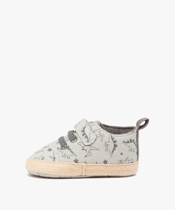 Chaussons de naissance bébé garçon en toile dinosaures vue3 - GEMO 4G BEBE - GEMO