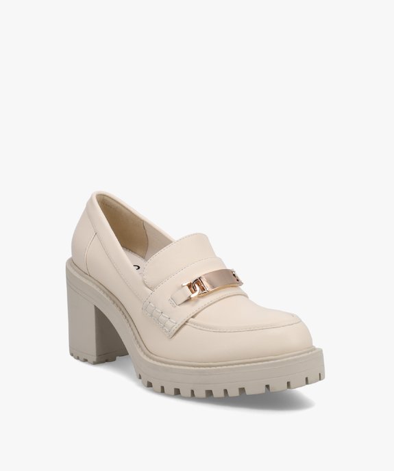 Mocassins femme à talon large et semelle crantée vue2 - GEMO(URBAIN) - GEMO