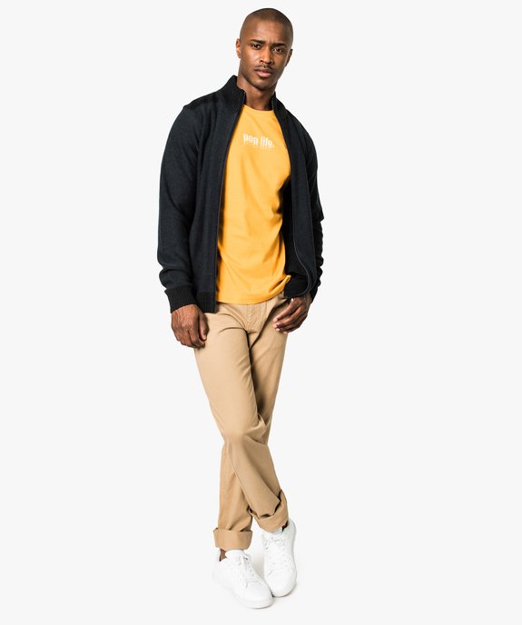 Pantalon homme 5 poches coupe regular en toile unie vue5 - GEMO (HOMME) - GEMO