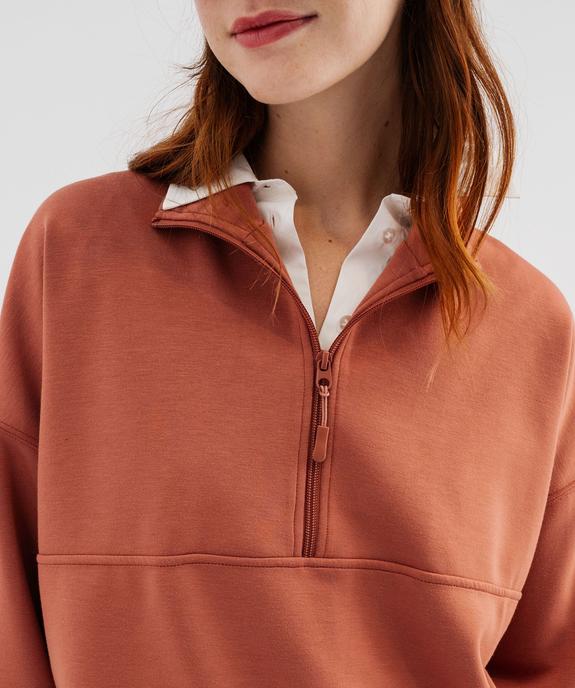 Sweat en maille souple à col zippé femme vue2 - GEMO(FEMME PAP) - GEMO