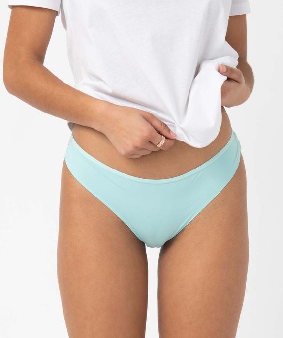 Tanga sans coutures en microfibre et dentelle femme (lot de 2) vue1 - GEMO 4G FEMME - GEMO