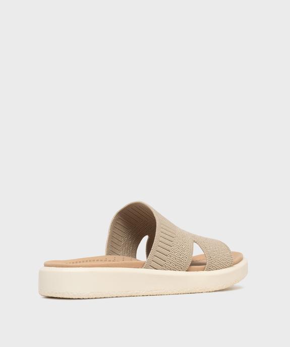 Mules à petite semelle plateforme et large bride en textile femme vue4 - HOBIZ - GEMO