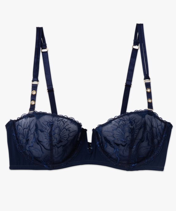 Soutien-gorge bandeau en dentelle avec bretelles amovibles vue4 - GEMO(HOMWR FEM) - GEMO