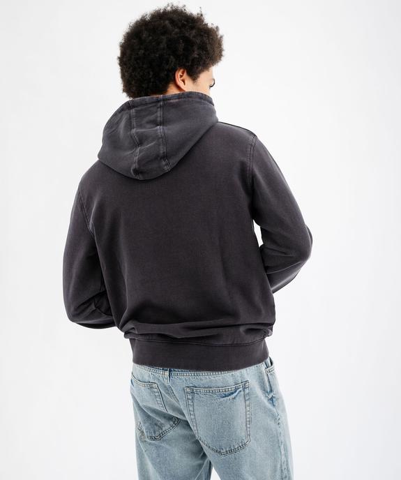 Sweat à capuche coloris délavé intérieur bouclette homme vue3 - GEMO (HOMME) - GEMO