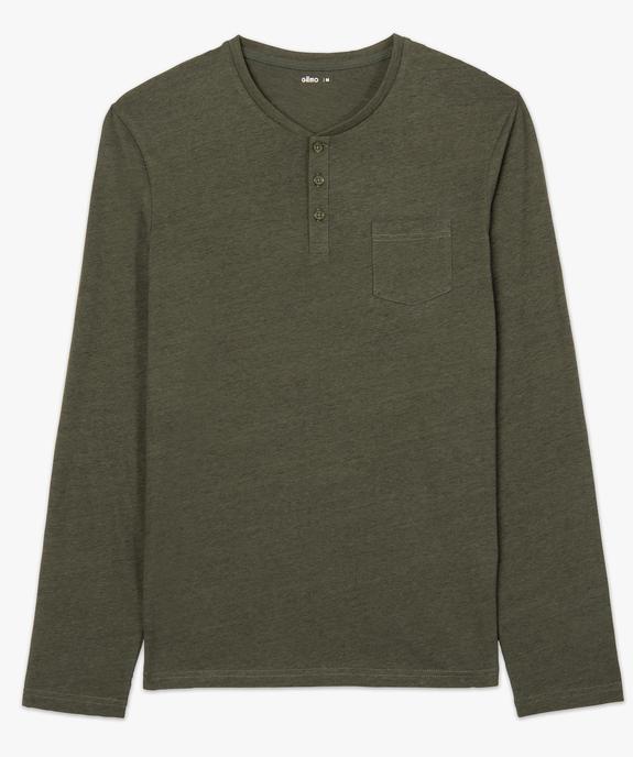 Tee-shirt à manches longues et col tunisien homme vue4 - GEMO 4G HOMME - GEMO