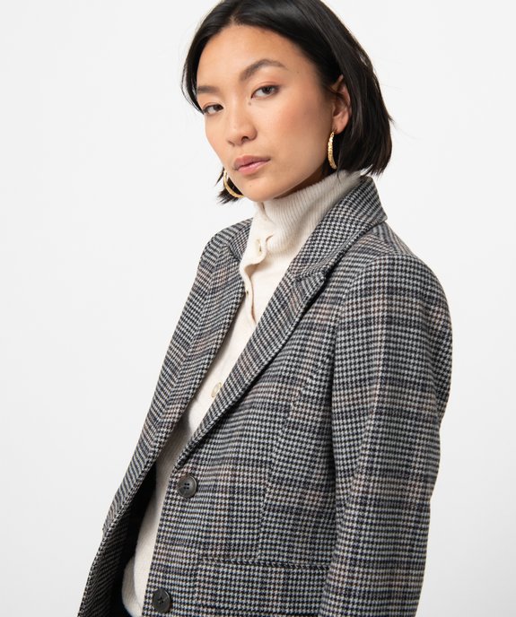 Manteau femme à motif pied de poule vue2 - GEMO(FEMME PAP) - GEMO
