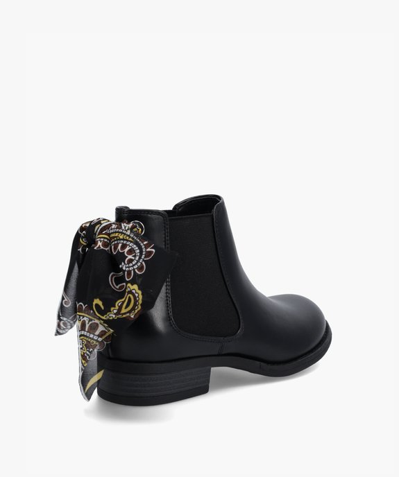 Boots femme style Chelsea à talon plat et nœud foulard vue5 - GEMO (CASUAL) - GEMO