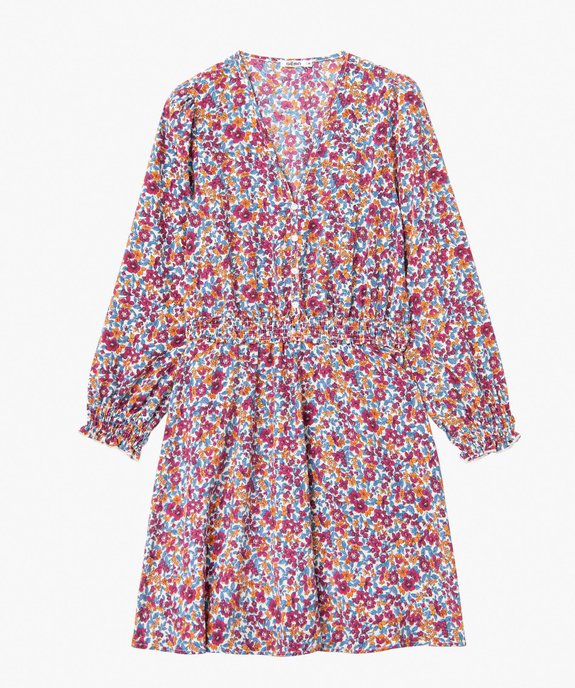 Robe femme à motifs fleuris avec détails smockés vue4 - GEMO(FEMME PAP) - GEMO