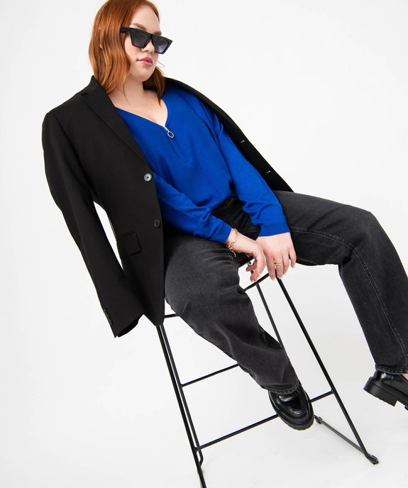 Pull fin avec col V zippé femme grande taille vue5 - GEMO 4G GT - GEMO