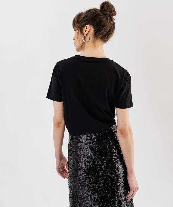 Tee-shirt manches courtes avec studs femme vue3 - GEMO(FEMME PAP) - GEMO