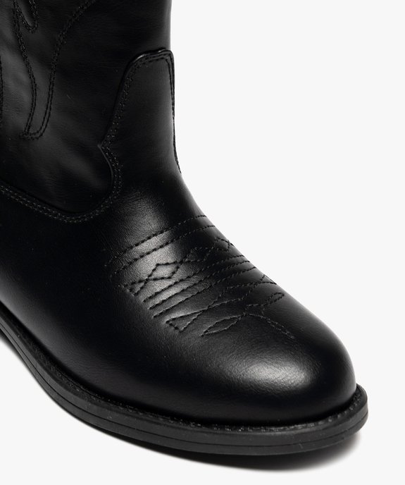 Bottes fille style Santiags brodees a bout rond noir GEMO