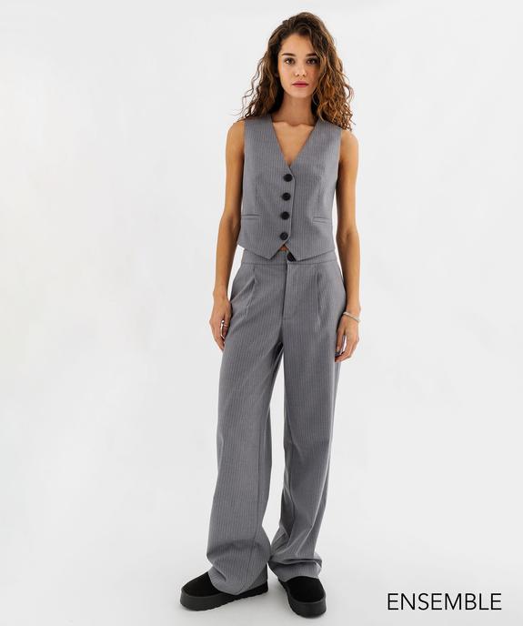 Ensemble costume rayé gris pour femme  - GEMO