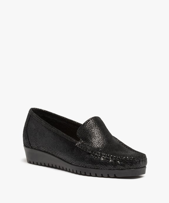 Mocassins confort femme à semelle crantée et dessus cuir  vue2 - GEMO (CONFORT) - GEMO