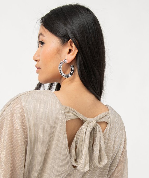 Robe scintillante à manches courtes en maille plissée femme vue2 - GEMO(FEMME PAP) - GEMO
