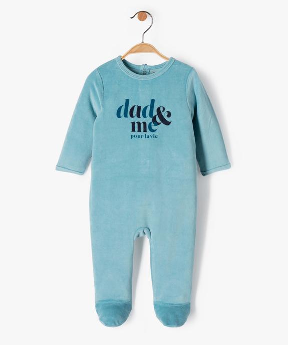Pyjama bébé à pont-dos en velours avec message vue1 - PREMIER PRIX BY GEMO - GEMO